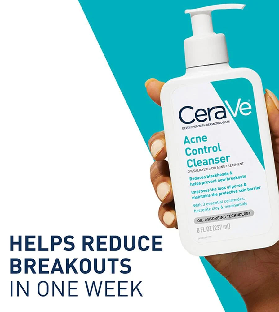 CeraVe Acne Control Cleanser 237ml – 2% Salicylic Acid Face Wash (USA)