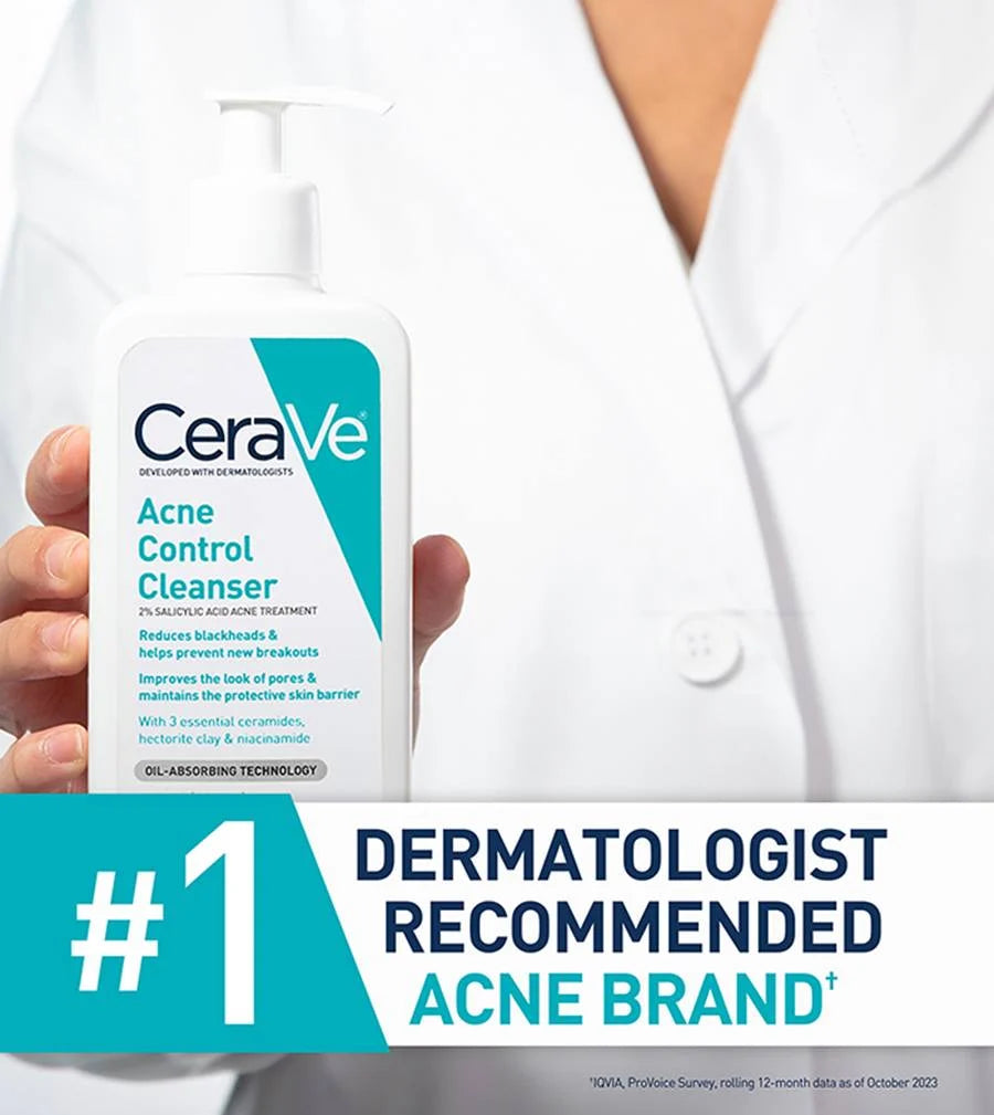 CeraVe Acne Control Cleanser 237ml – 2% Salicylic Acid Face Wash (USA)