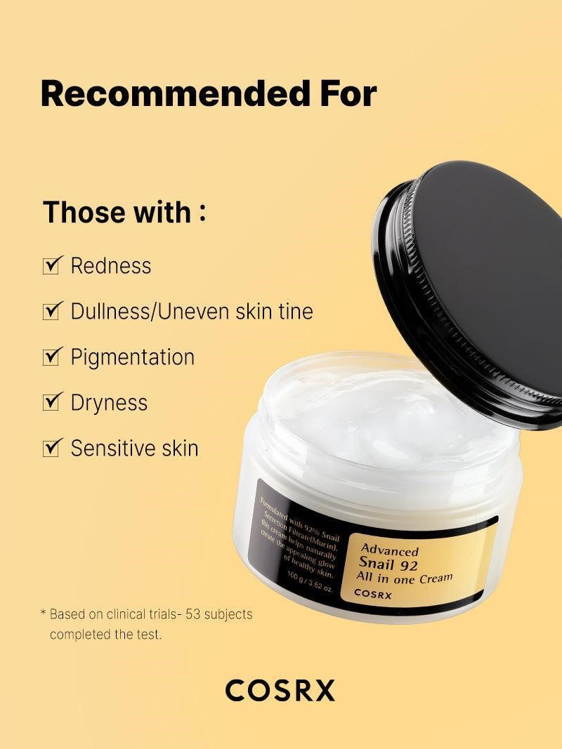 COSRX Advanced Snail 92 All In One Cream 100ml – Repair & Hydrating Moisturizer (Korea)